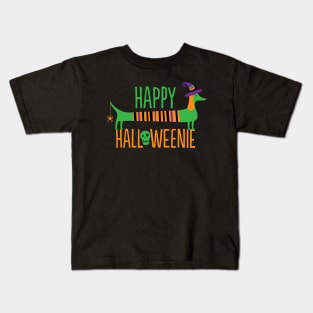 Happy Halloweenie Cute Funny Dachshund Halloween Dog Kids T-Shirt